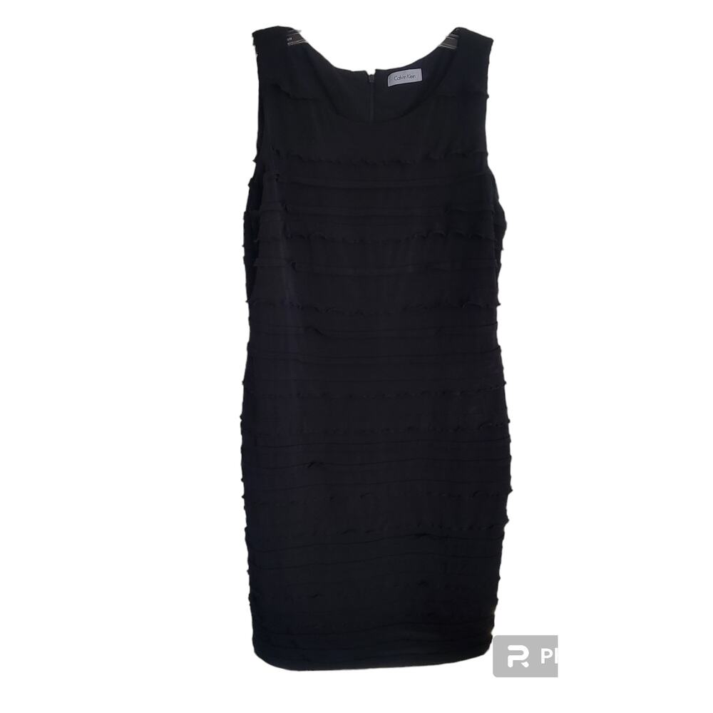 Calvin Klein Women's Dress Size 12 Black Layered Sheath Goth Whimsygoth Body Con
